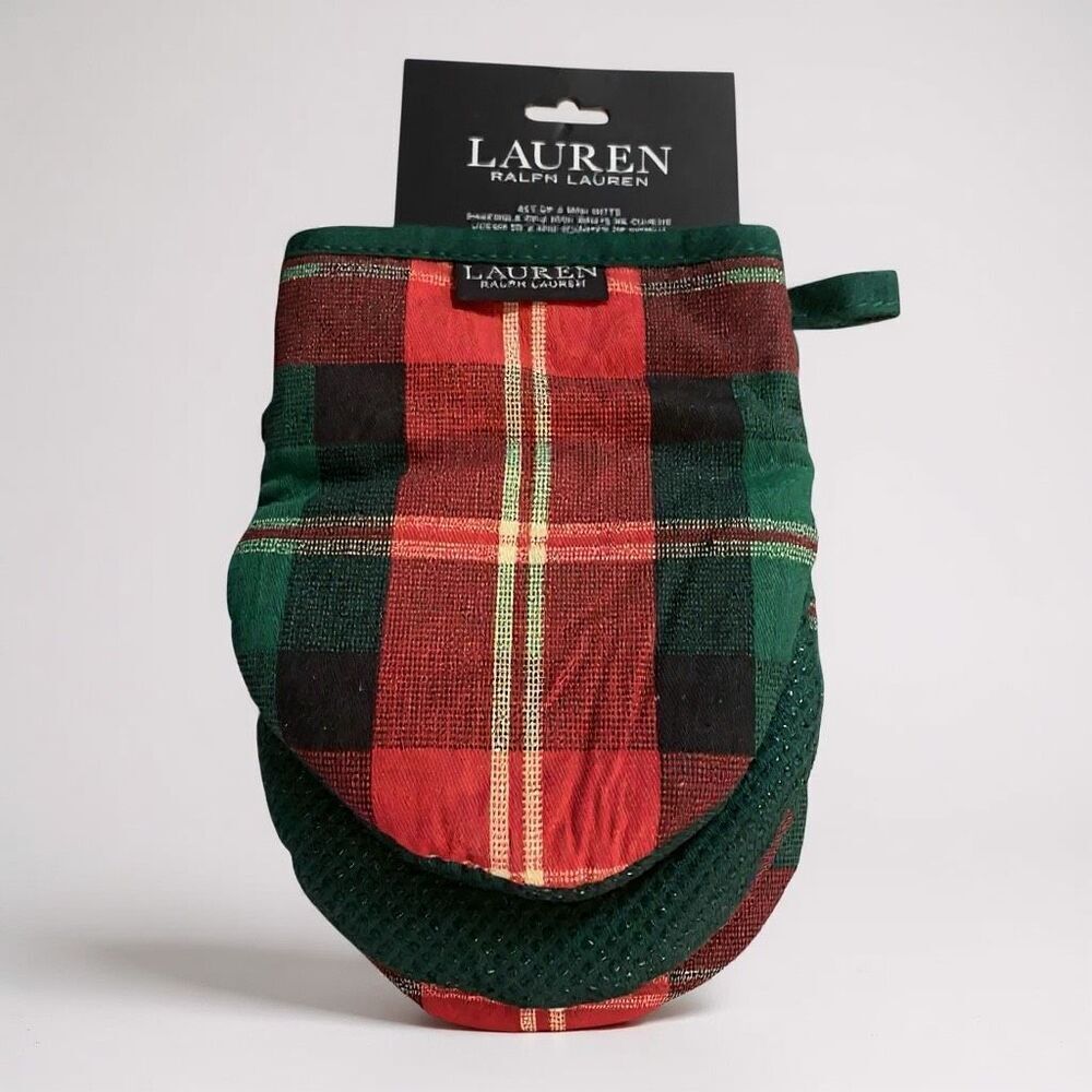 Lauren Ralph Lauren Holiday Tartan Mini Oven Mitts – Set of 2 – New With Tags